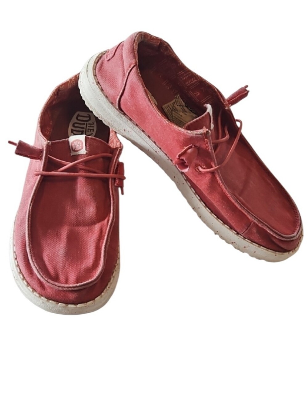 Hey Dude Womens Wendy Stretch Canvas Shoes, Size 9, Washed Red Color